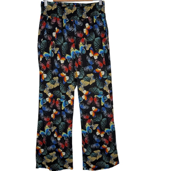 Johnny Was Butterfly Print Wide Leg Pants Size Small Pockets Relaxed Boho Fairy - Picture 2 of 13